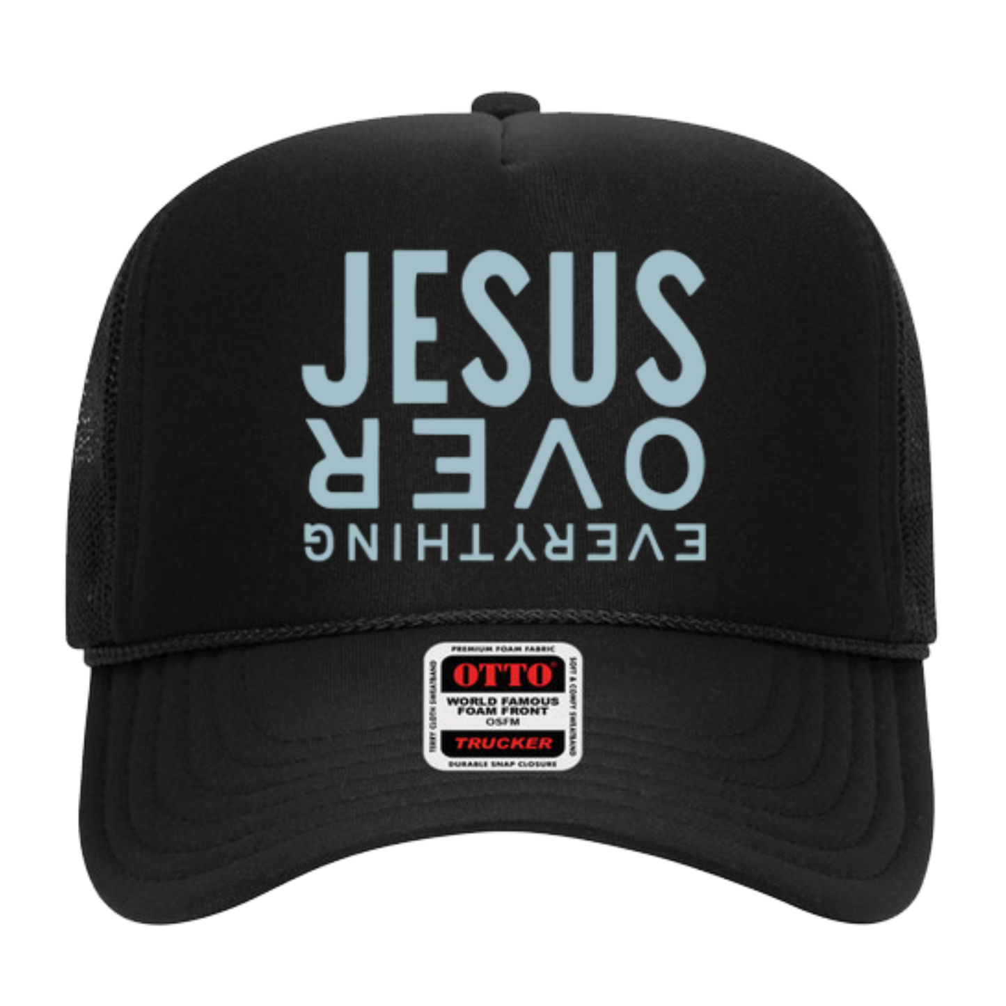 Jesus Over Everything Black Trucker Hat
