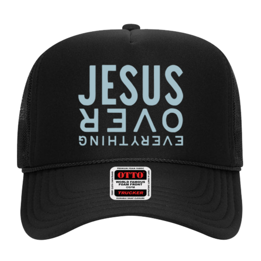 Jesus Over Everything Black Trucker Hat